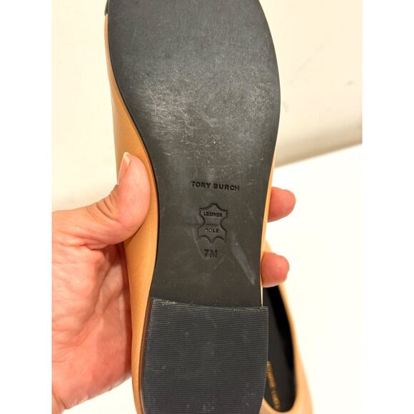 Tory Burch Nappa Leather Bow Cap-Toe Ballet Flats Ginger Black Women's Size US 7 - Picture 6 of 7